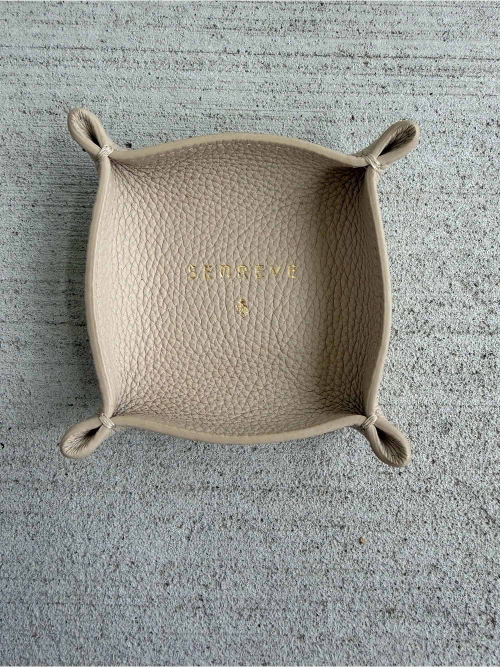 Senreve Cream Pebbled Leather Accessory Tray with Gold Foil Logo - Picture 3 of 7